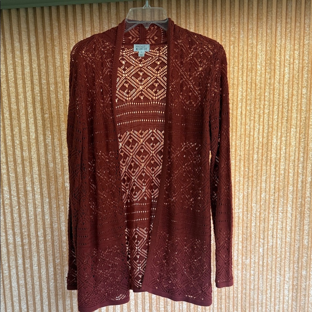 Women's Rust color Open-Front Sweater